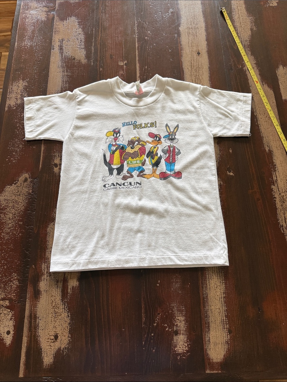 White Kids Cartoon Character Cancun T-Shirt